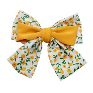 Yellow Flower Print Hair Bow